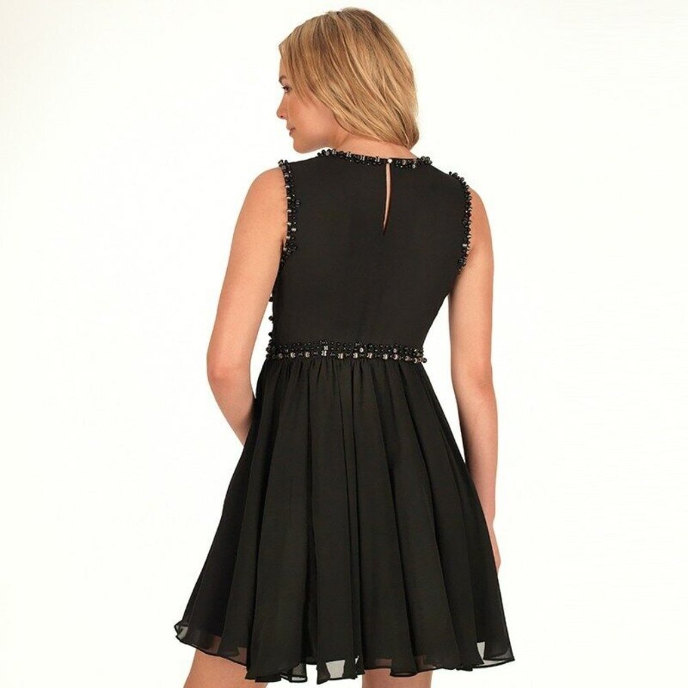 TED BAKER LONDON Black Beaded Davini Party Dress - Size 1 (US Size 4) - Picture 2 of 8